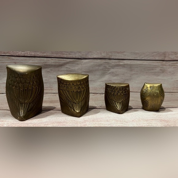 Vintage Brass Owl Lot Set of four Figurines Collectibles - Picture 3 of 4